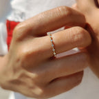 Stackable Wedding Band With Round Cut Moissanite