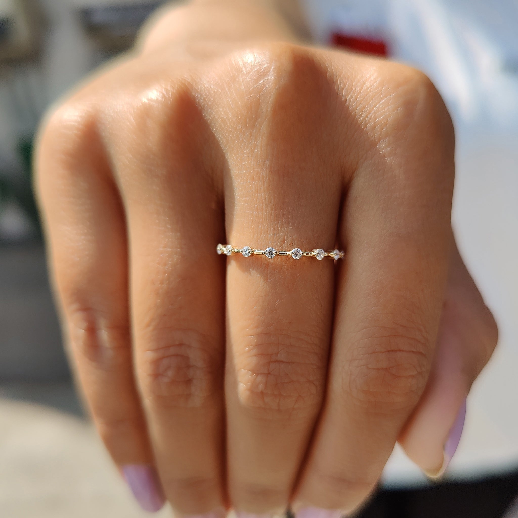 Stackable Wedding Band With Round Cut Moissanite Secondary image
