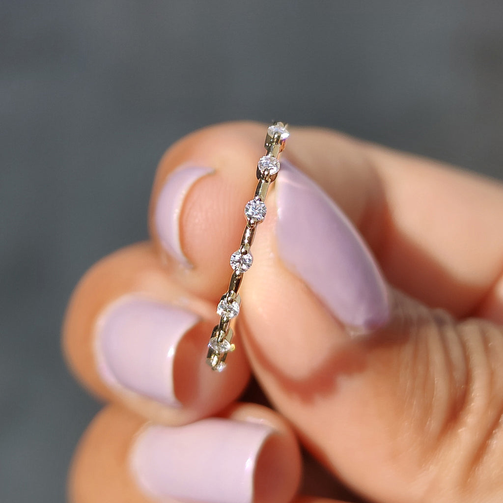 Stackable Wedding Band With Round Cut Moissanite