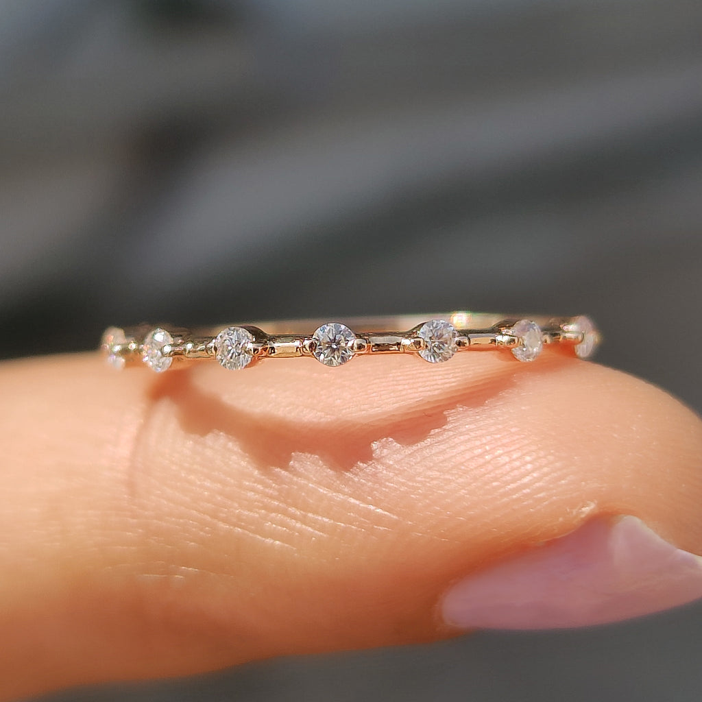 Round Moissanite Rose Gold Wedding Band