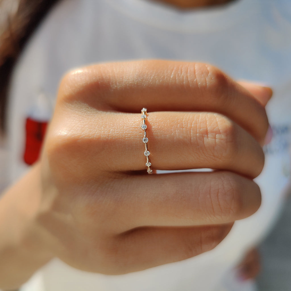 Round Moissanite Rose Gold Wedding Band
