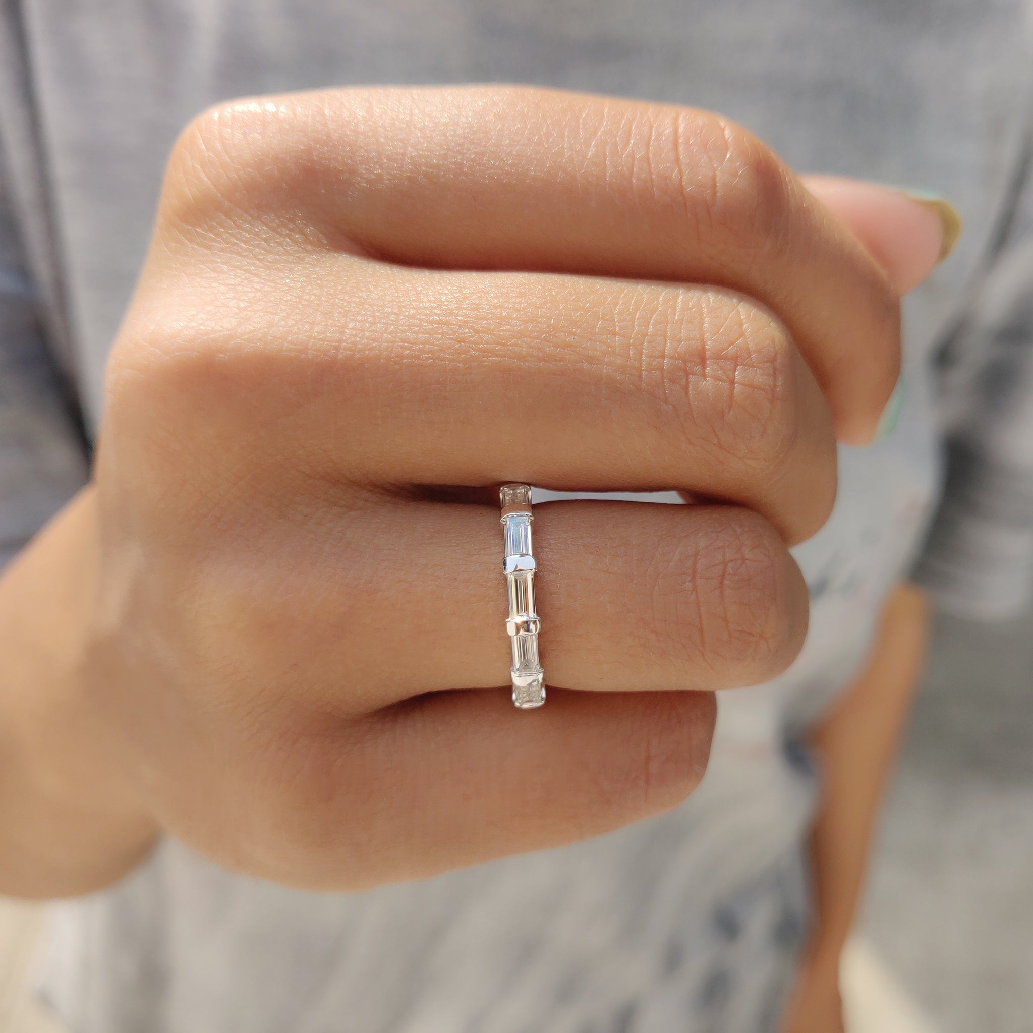 Baguette Wedding Band with Bar Setting