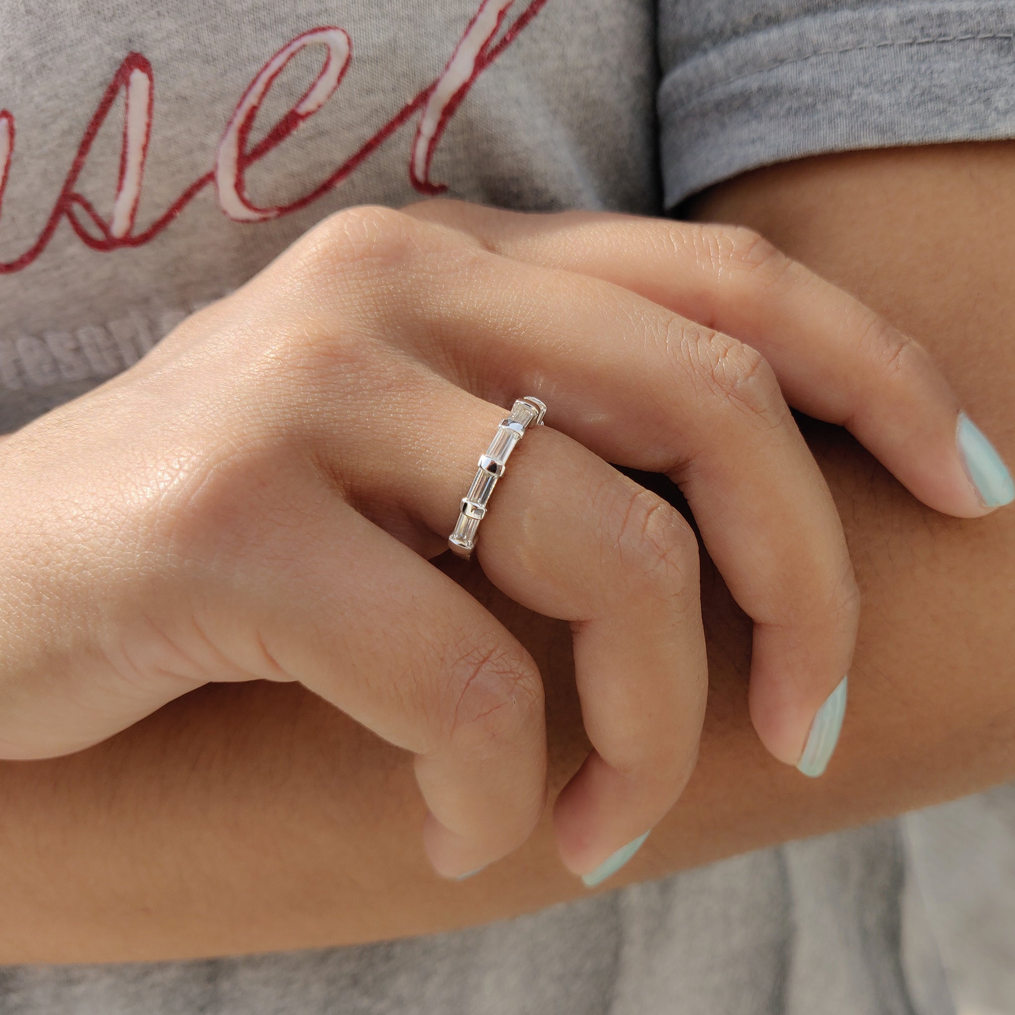 Baguette Wedding Band with Bar Setting Secondary image