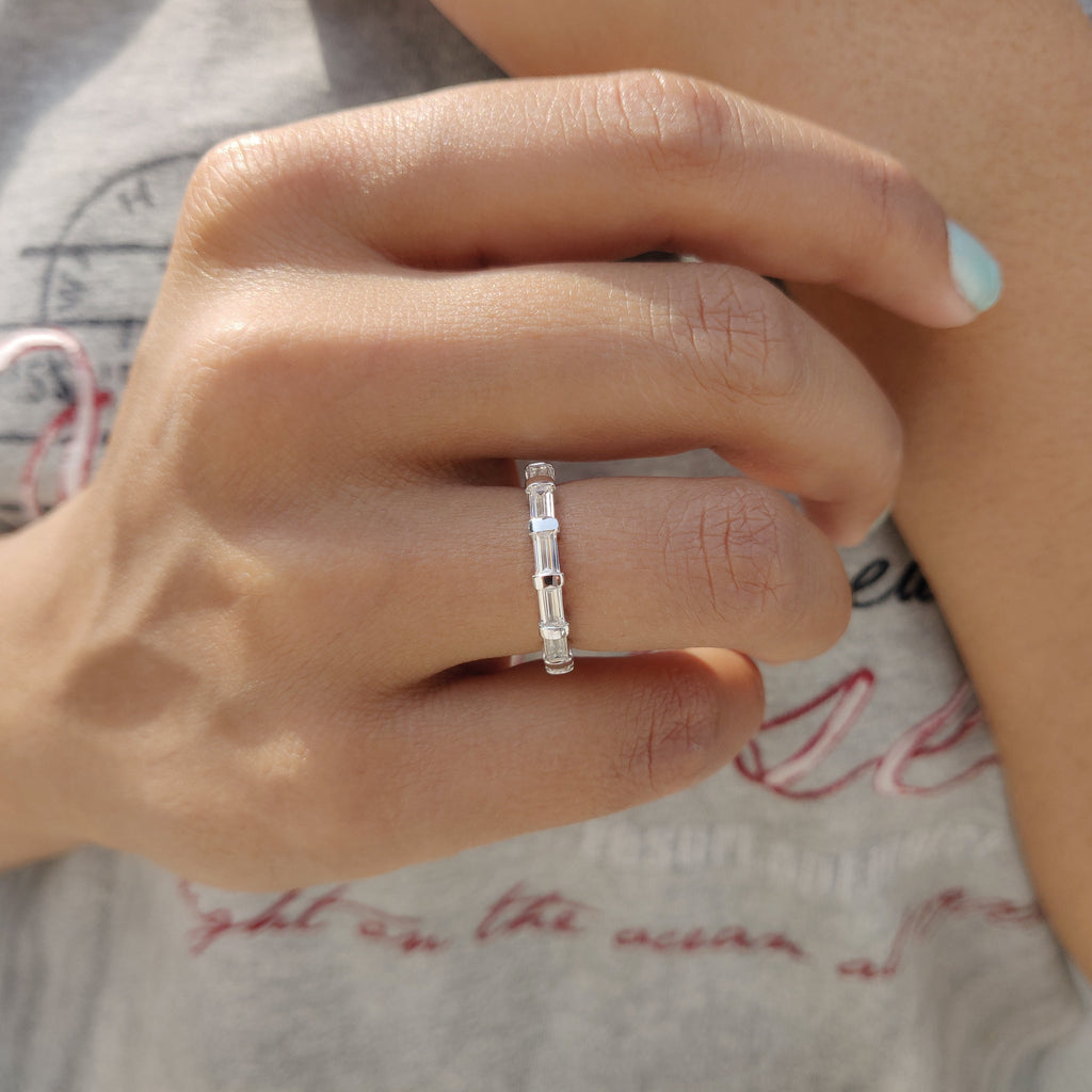 Baguette Wedding Band with Bar Setting