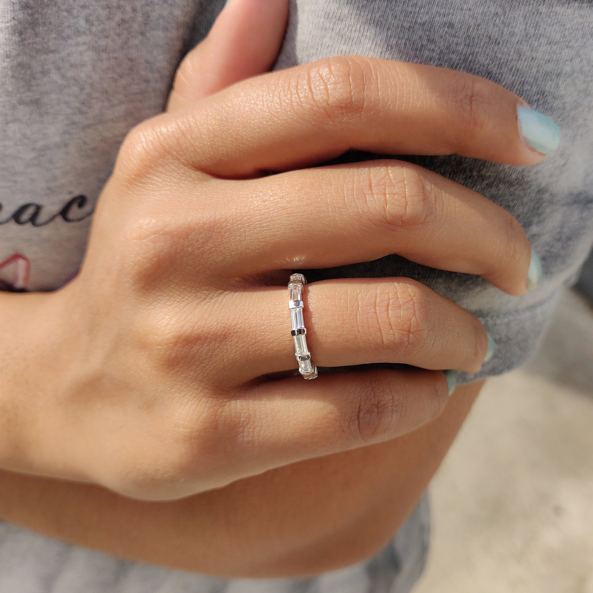 Baguette Wedding Band with Bar Setting
