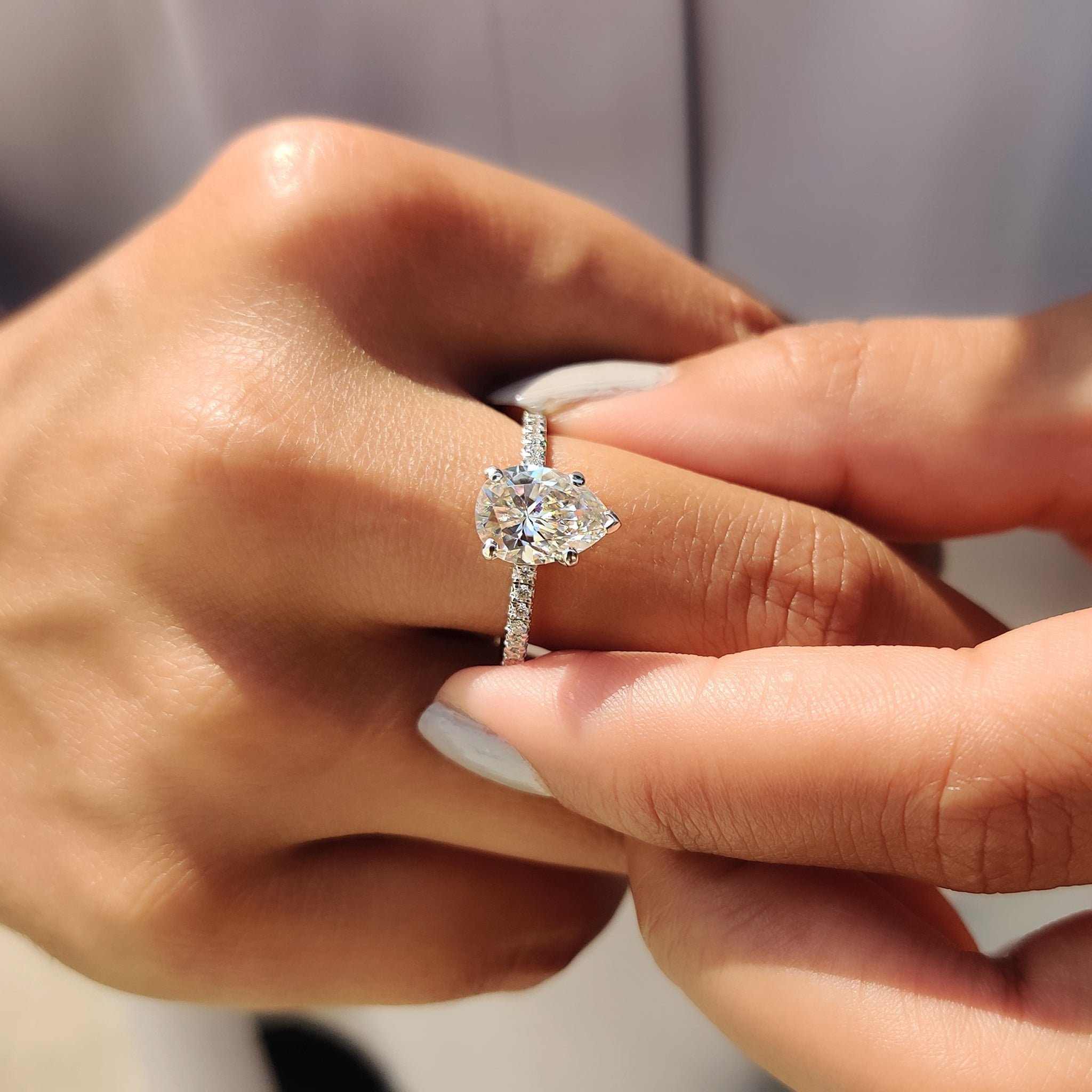 Pear Cut Engagement Ring In Pave Style