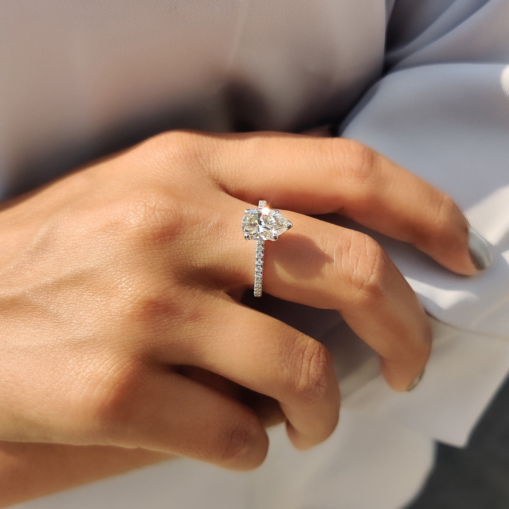 Pear Cut Engagement Ring In Pave Style