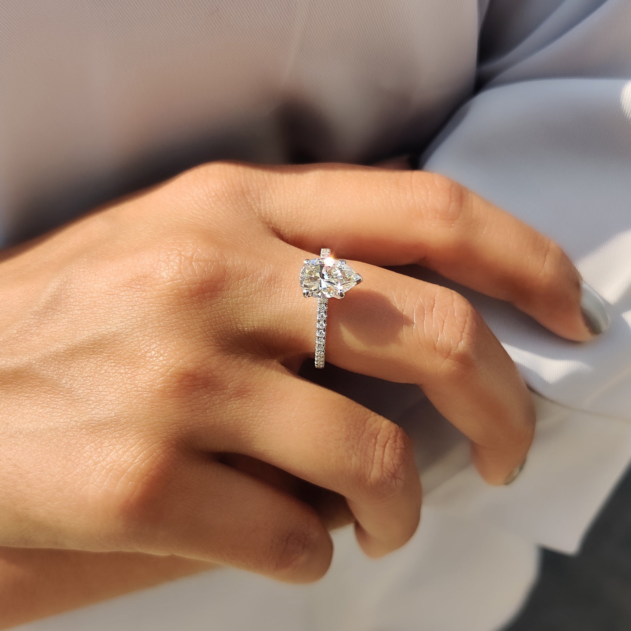 Pear Cut Engagement Ring In Pave Style