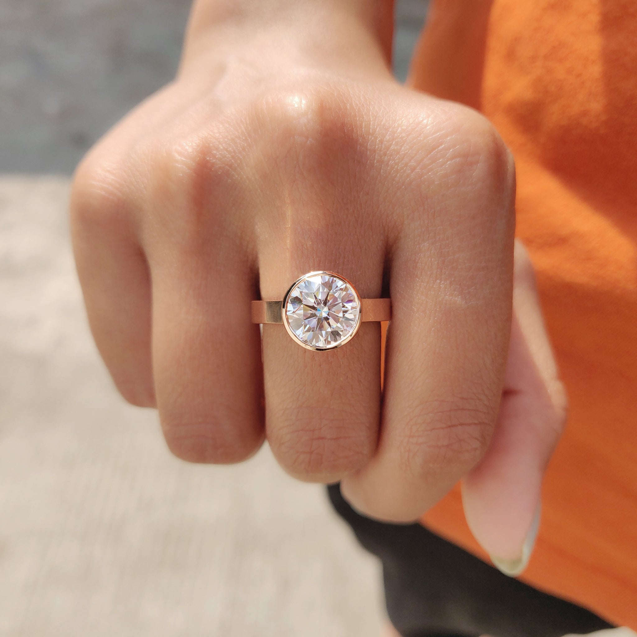 Round Cut Bezel Set Moissanite Ring Secondary image