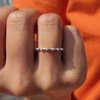 Round Moissanite Wedding Band In Distance Pave Setting