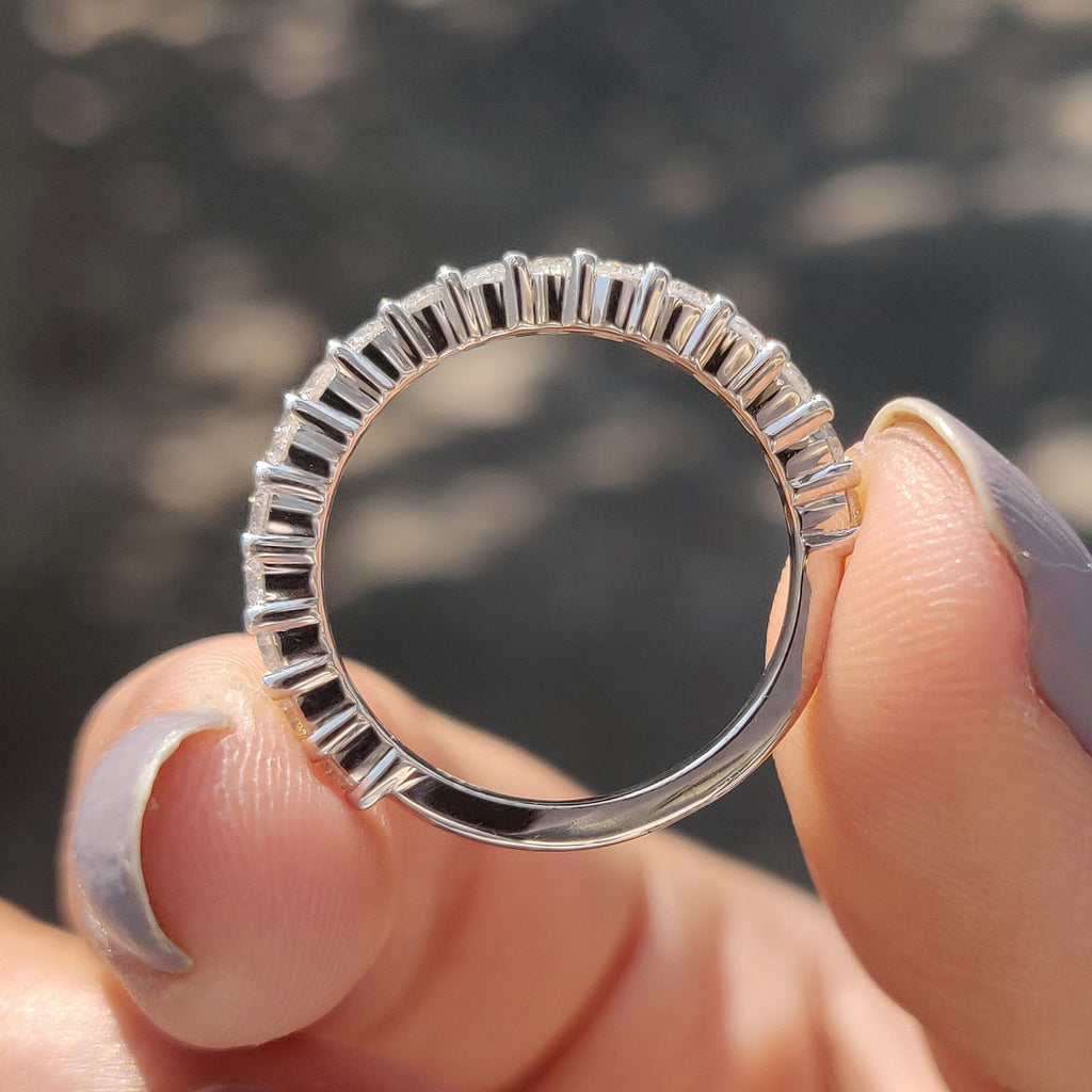 Round Cut Moissanite Half Eternity Band