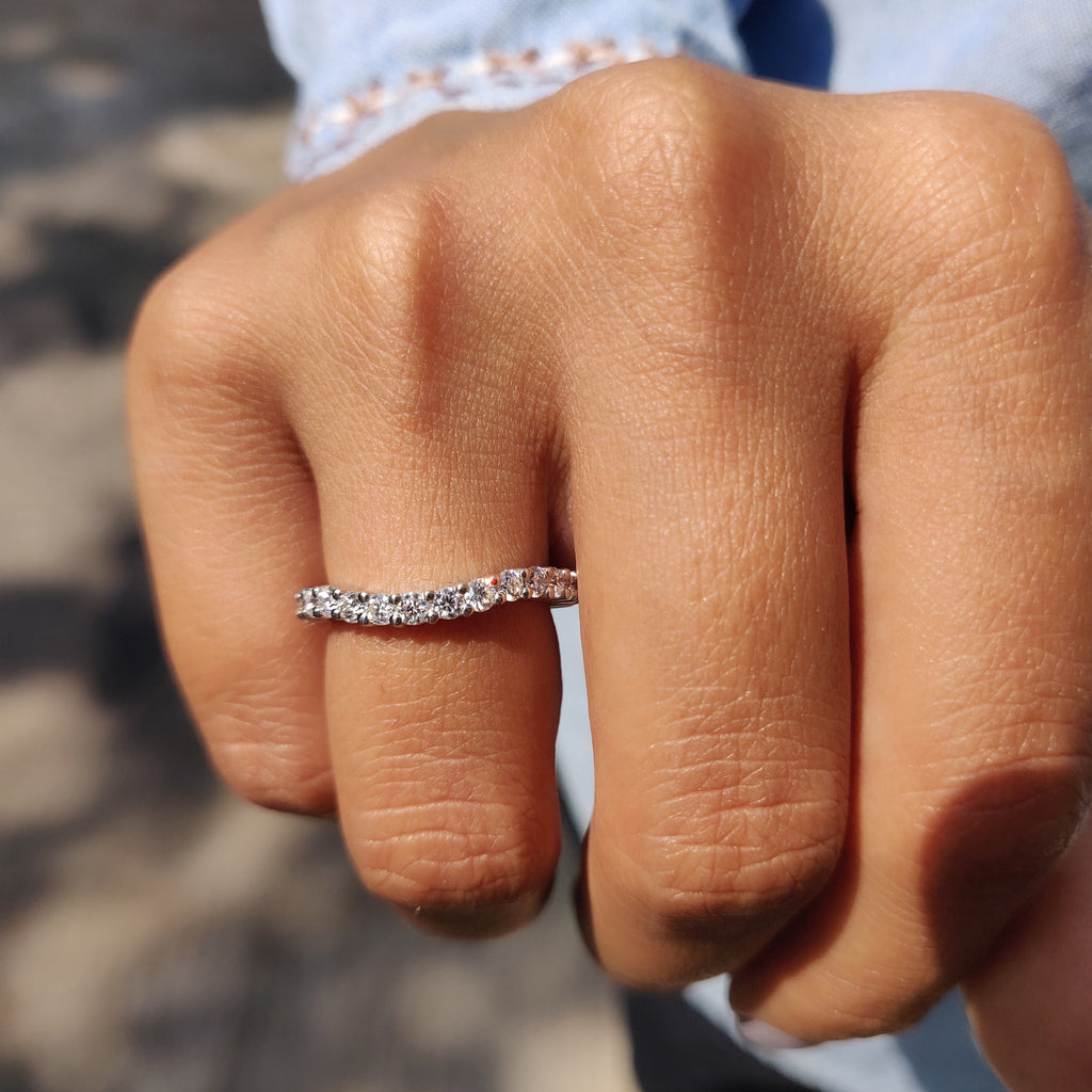 Round Cut Moissanite Half Eternity Band