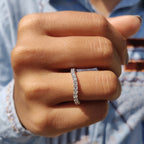 Round Cut Moissanite Half Eternity Band