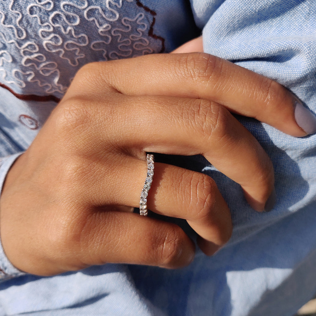 Round Cut Moissanite Half Eternity Band