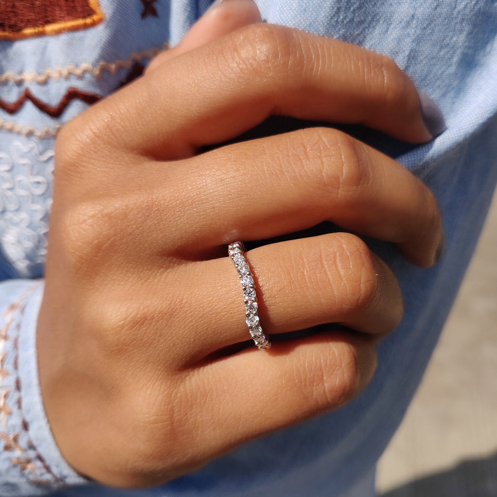 Round Cut Moissanite Half Eternity Band