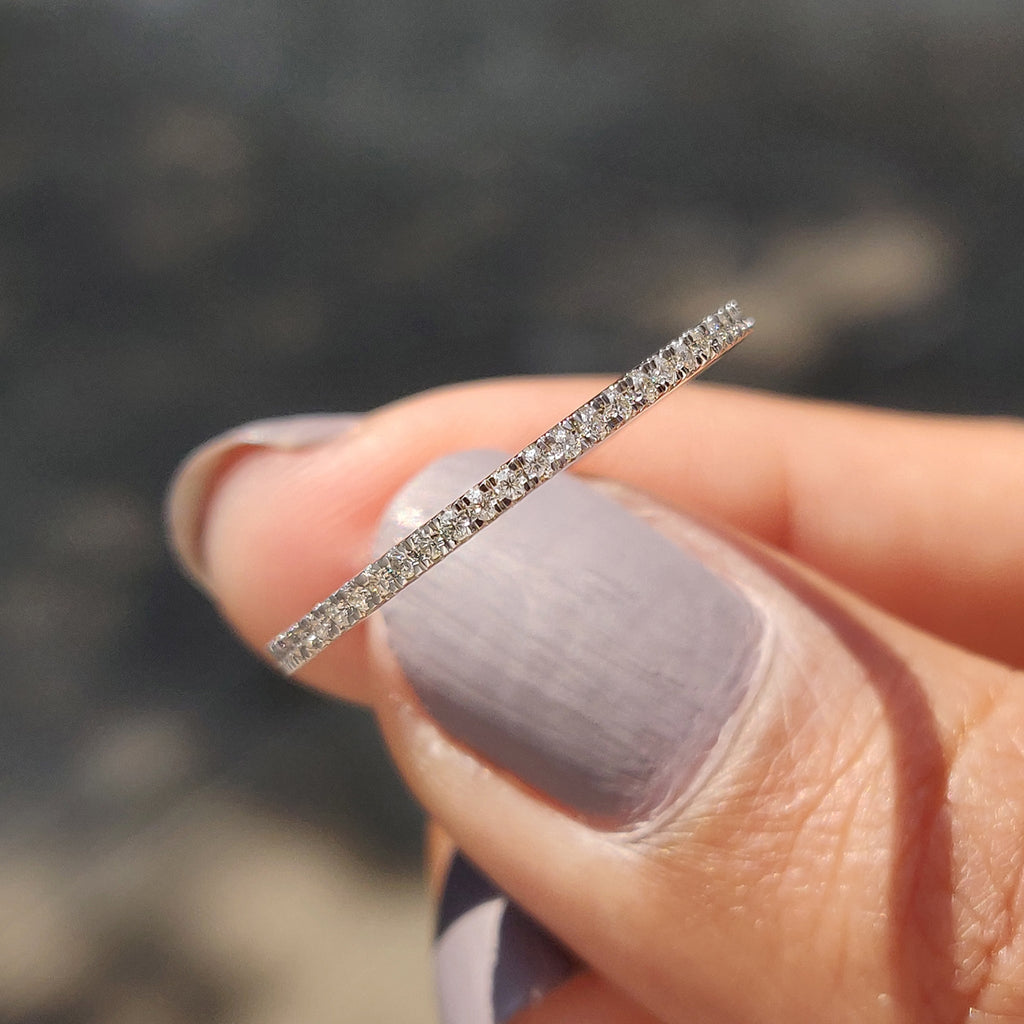 Round Moissanite White Gold Eternity Band