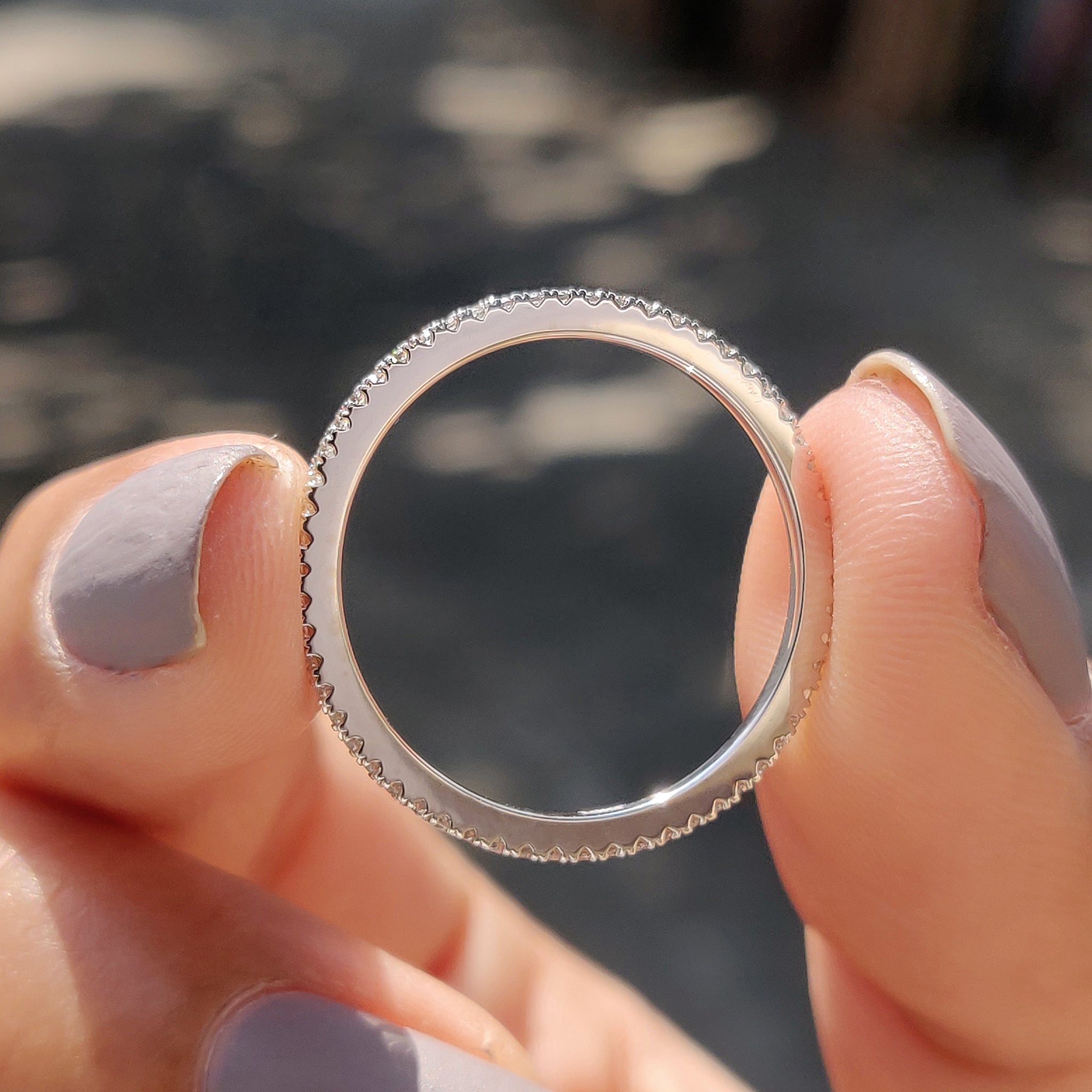 Round Moissanite White Gold Eternity Band