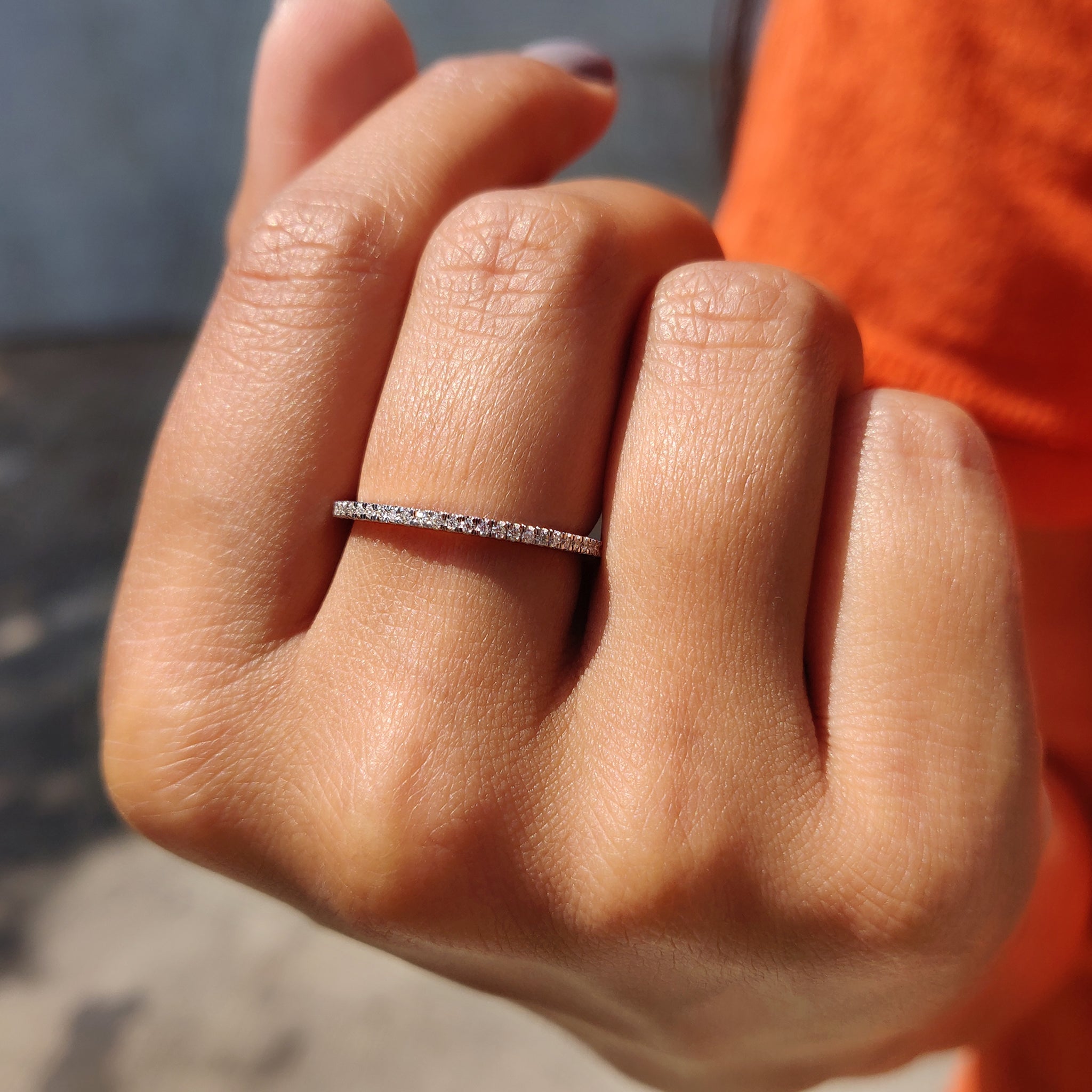 Round Moissanite White Gold Eternity Band