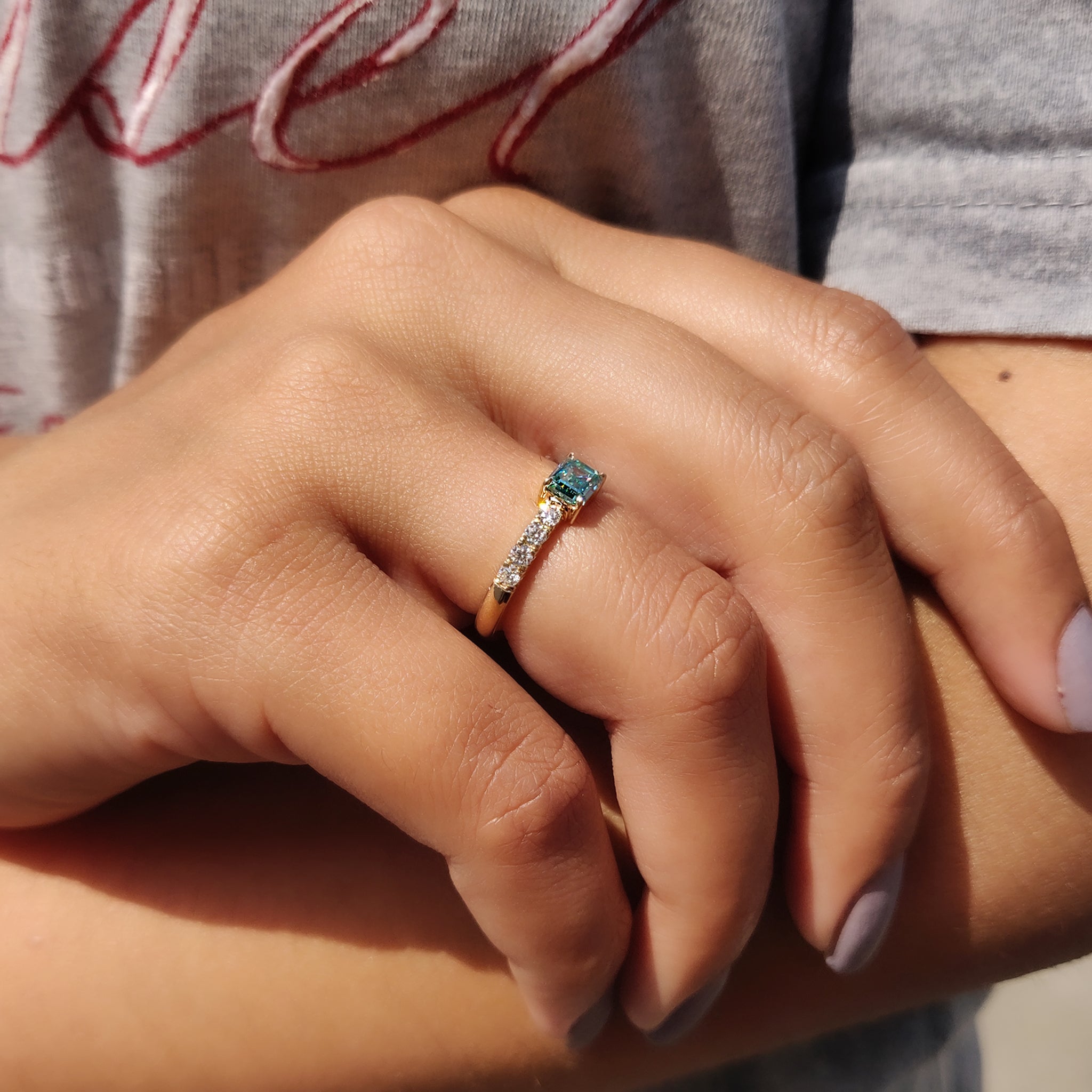 Emerald Cut Engagement Ring In East To West Style