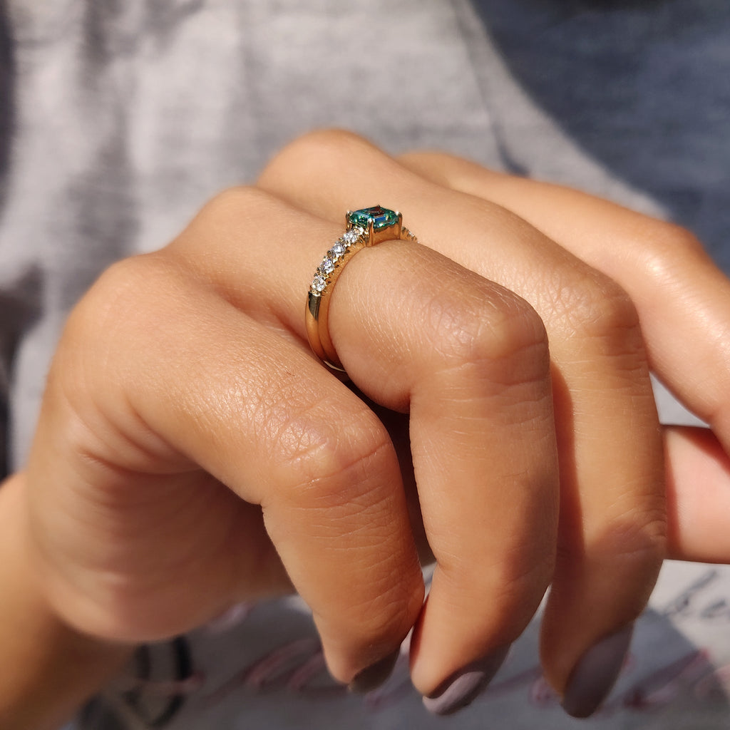 Emerald Cut Engagement Ring In East To West Style