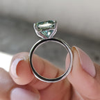 Cyan Blue Cushion Cut Solitaire Ring