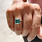 Cyan Blue Cushion Cut Solitaire Ring