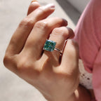 Cyan Blue Cushion Cut Solitaire Ring
