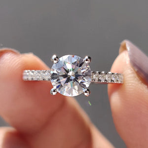 Round Cut Moissanite Cathedral Setting Ring