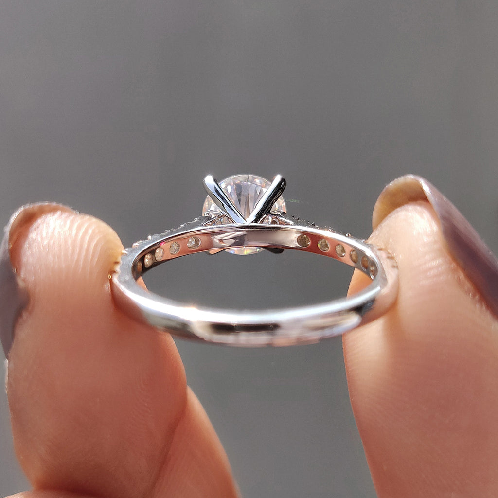 Round Cut Moissanite Cathedral Setting Ring