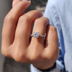 Round Cut Moissanite Cathedral Setting Ring
