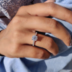 Round Cut Moissanite Cathedral Setting Ring