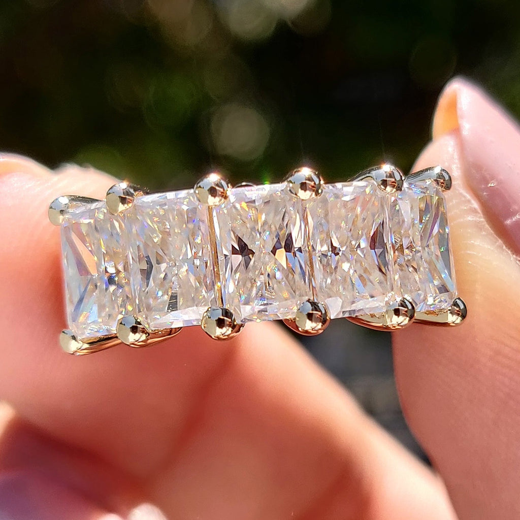 Radiant Cut 5 Stone Wedding Band