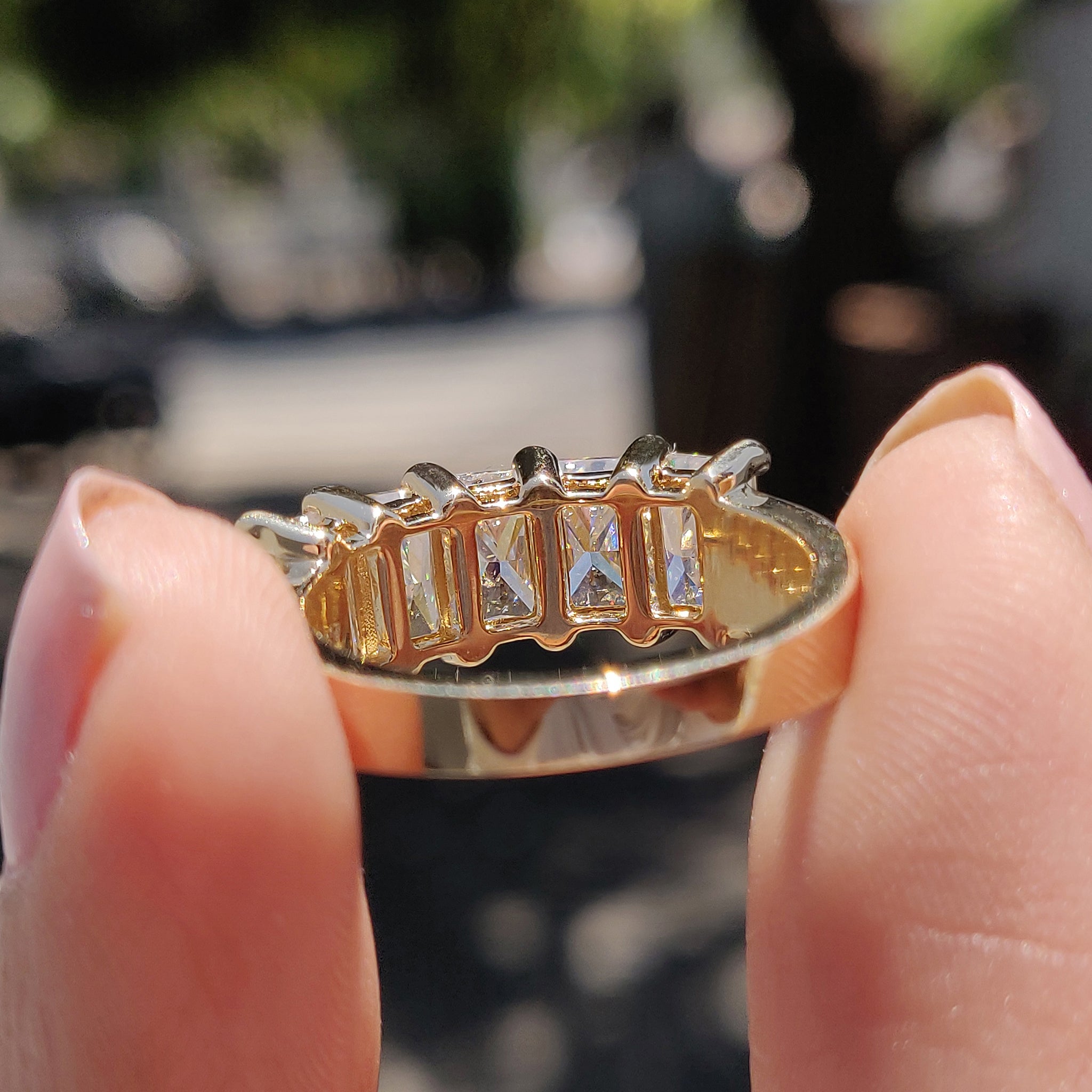 Radiant Cut 5 Stone Wedding Band