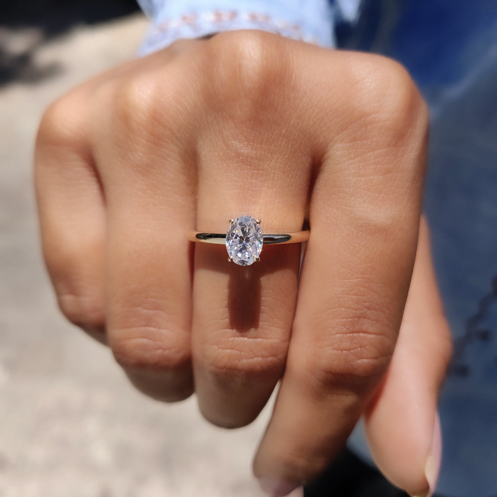 Oval Cut Moissanite Ring In Solitaire Style