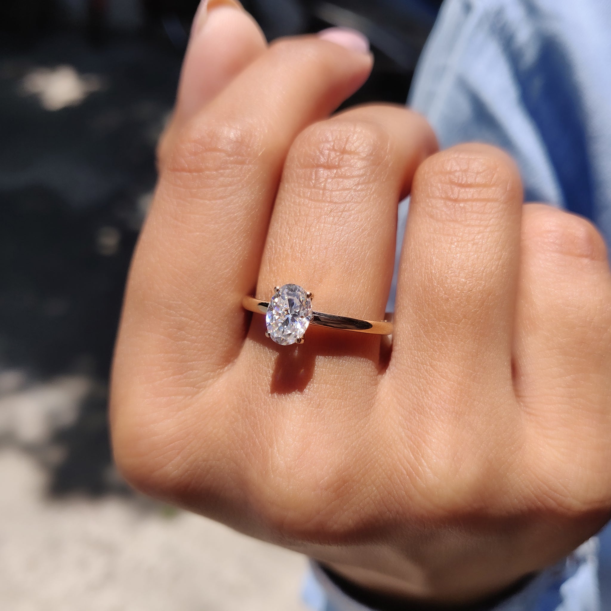 Oval Cut Moissanite Ring In Solitaire Style Secondary image