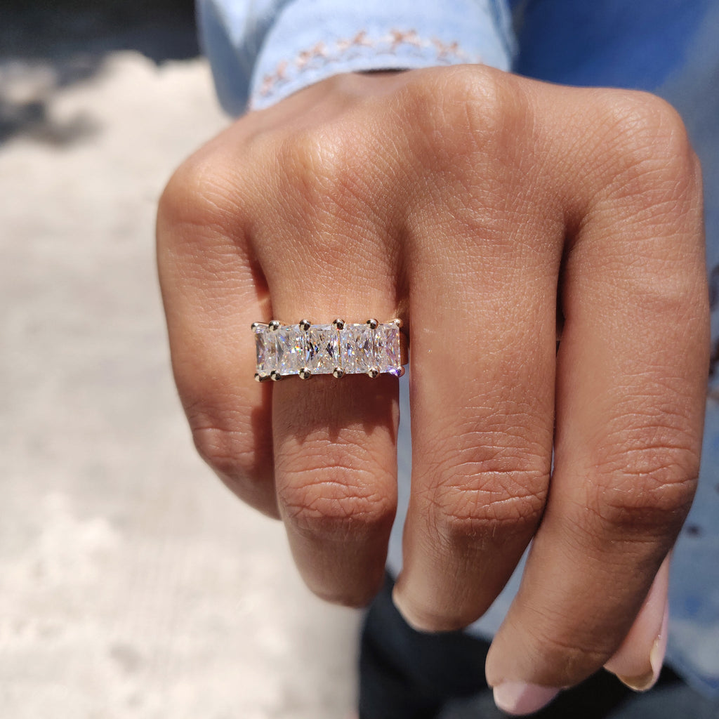 Radiant Cut 5 Stone Wedding Band