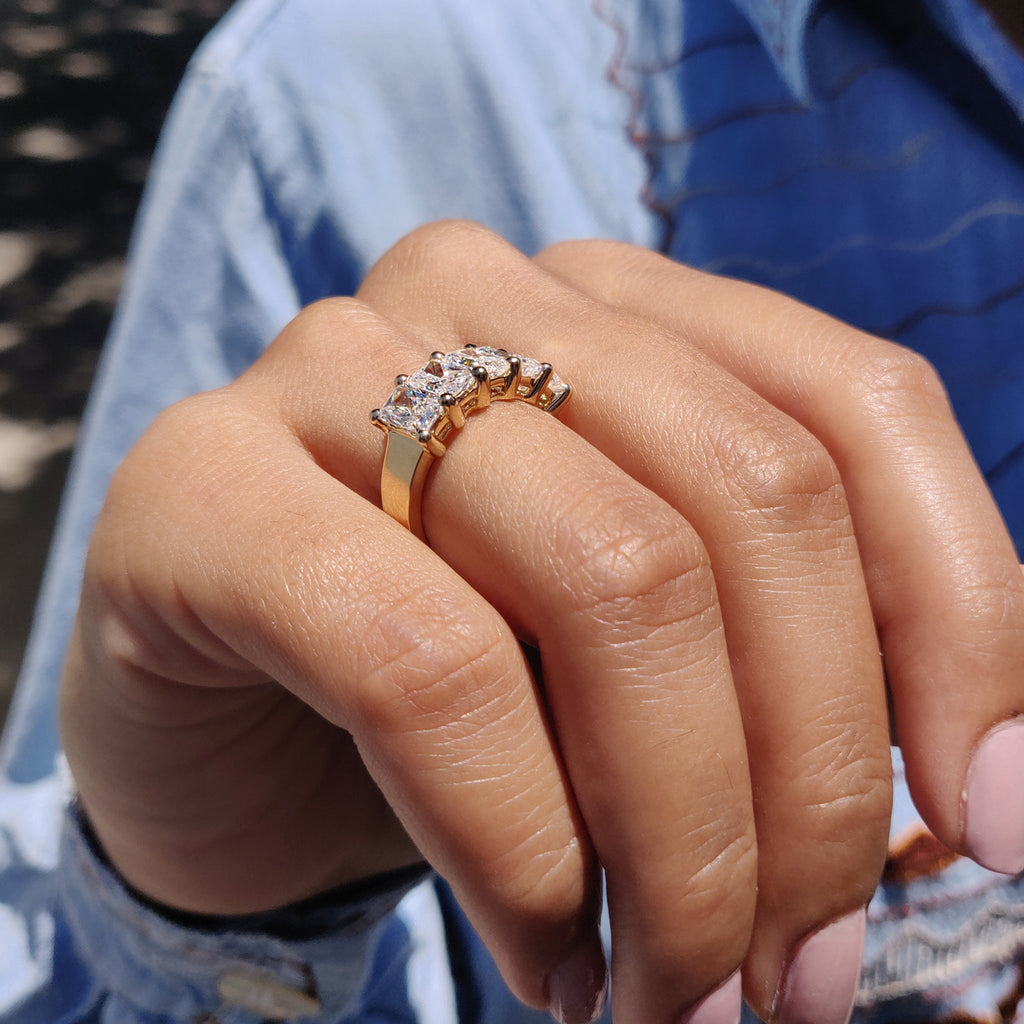 Radiant Cut 5 Stone Wedding Band