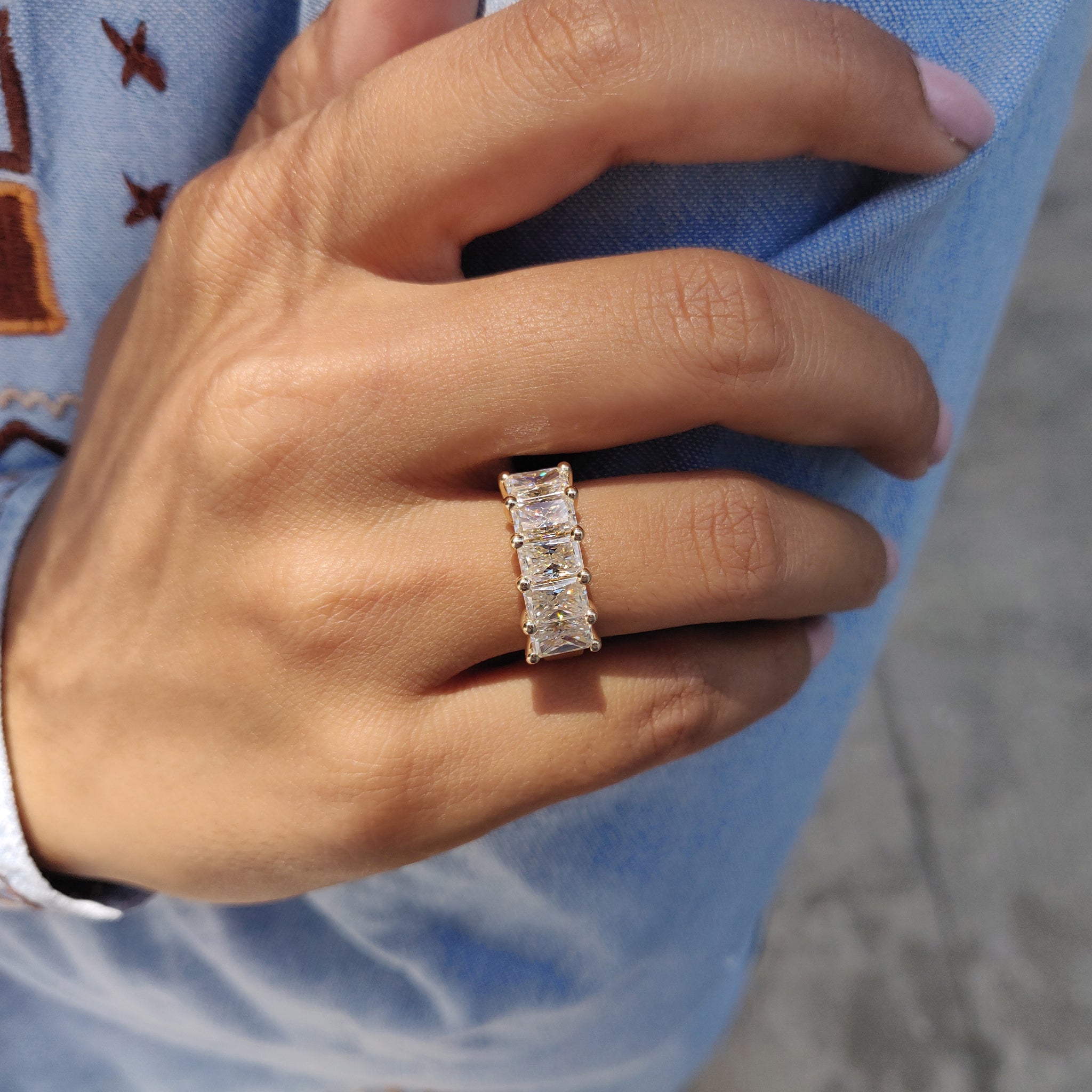 Radiant Cut 5 Stone Wedding Band