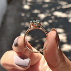 Cyan Blue Portuguese Cut Solitaire Engagement Ring