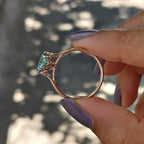 Cyan Blue Portuguese Cut Solitaire Engagement Ring