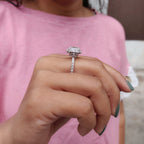 Cushion Cut Moissanite Hidden Halo Engagement Ring