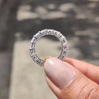 Emerald and Round Wedding Band With Double Style Eternity
