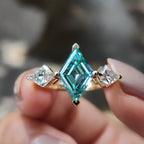 3 Stone Lozenge Engagement Ring