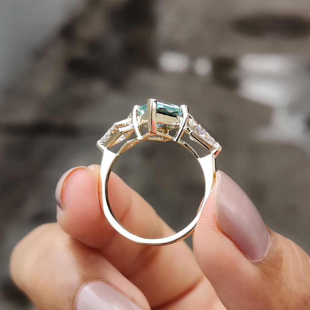 3 Stone Lozenge Engagement Ring
