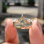 3 Stone Lozenge Engagement Ring