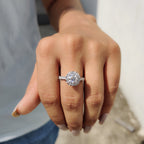 Round Moissanite Halo Engagement Ring