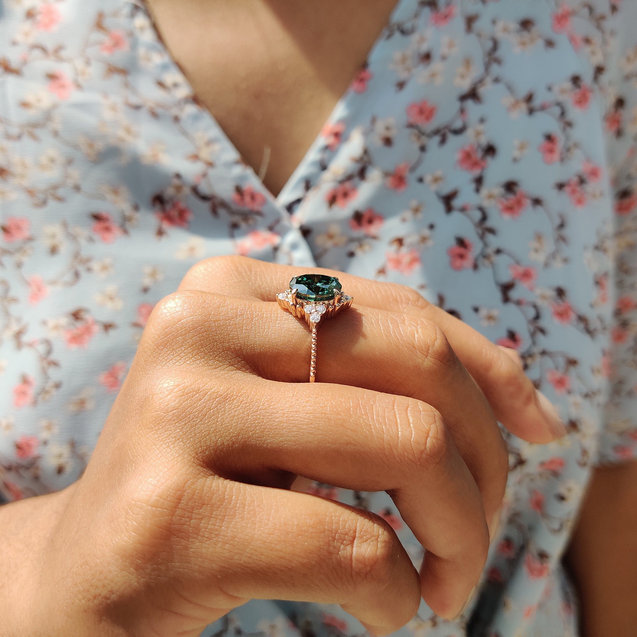 Oval Shaped Engagement Ring In Muse Style