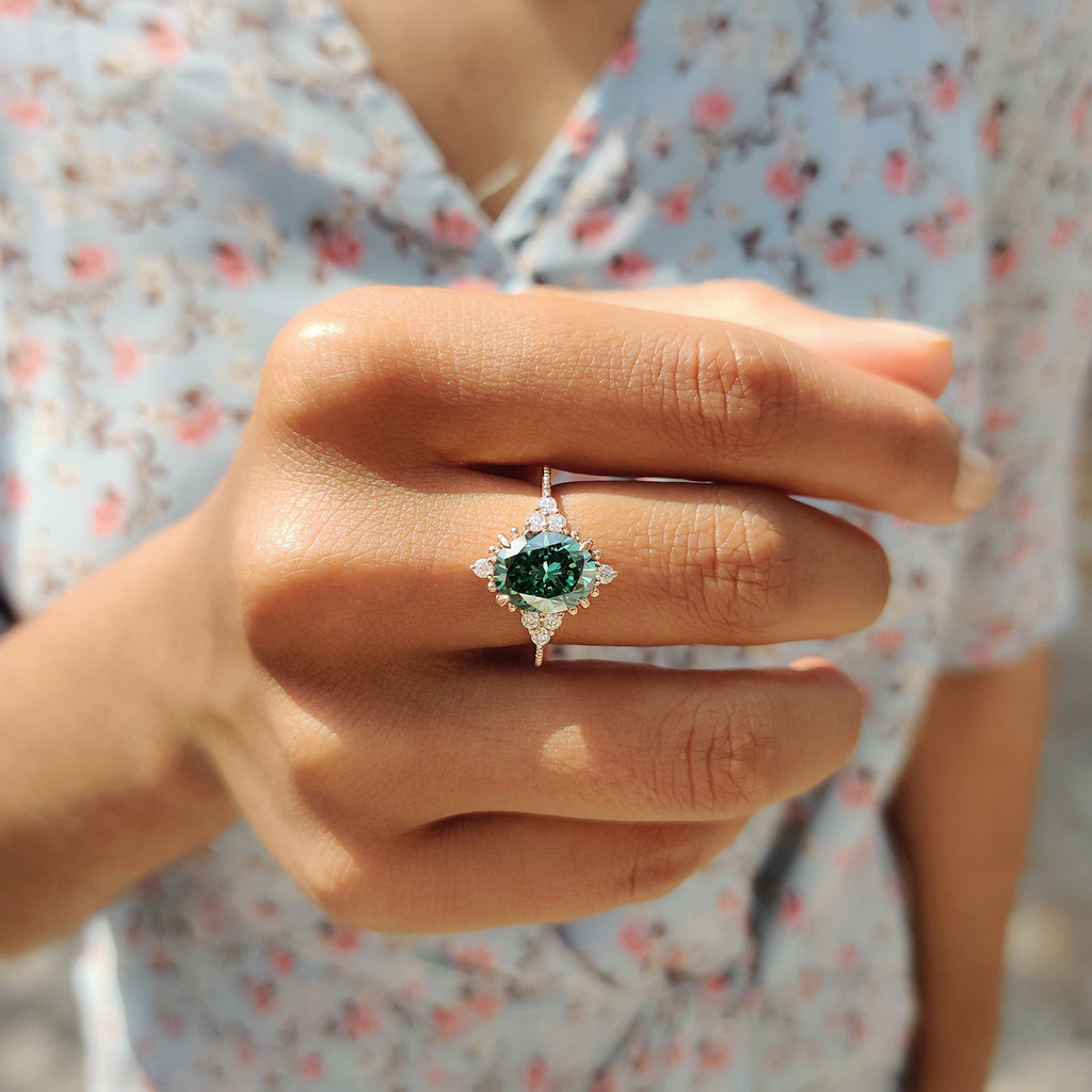 Oval Shaped Engagement Ring In Muse Style
