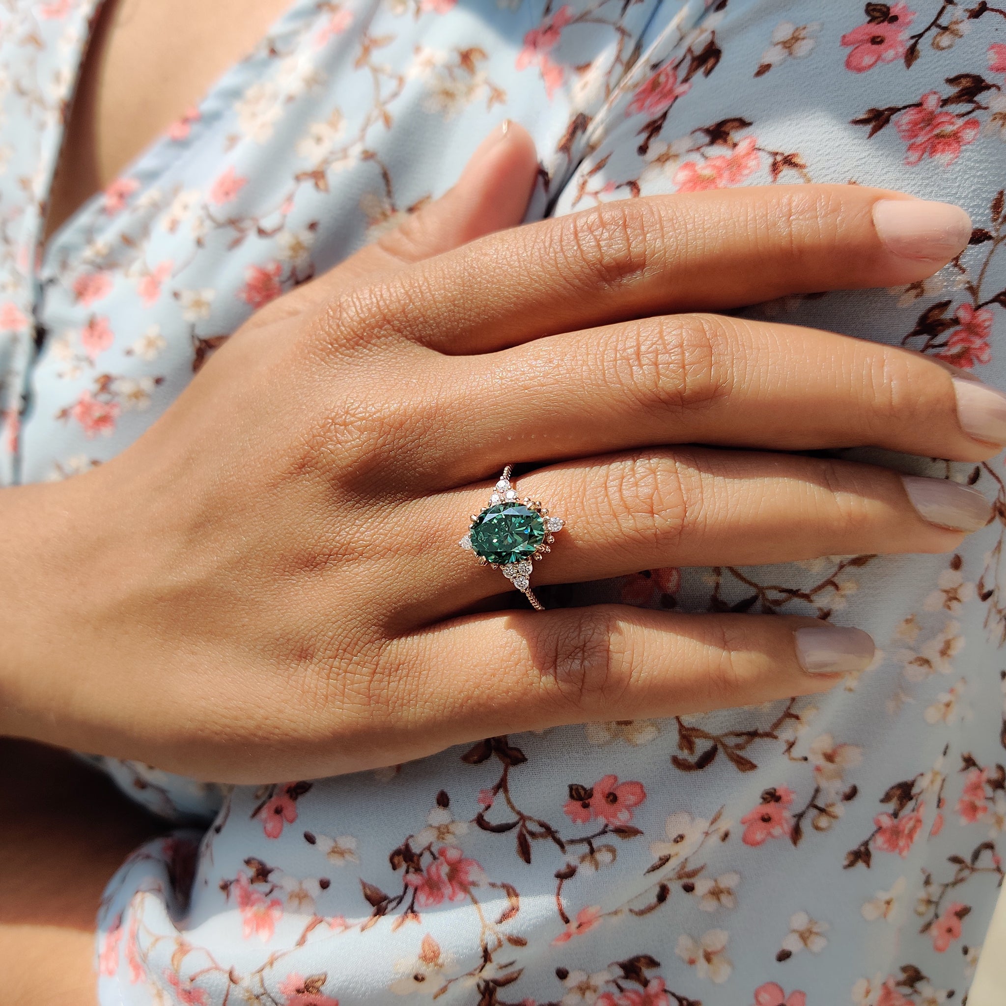 Oval Shaped Engagement Ring In Muse Style