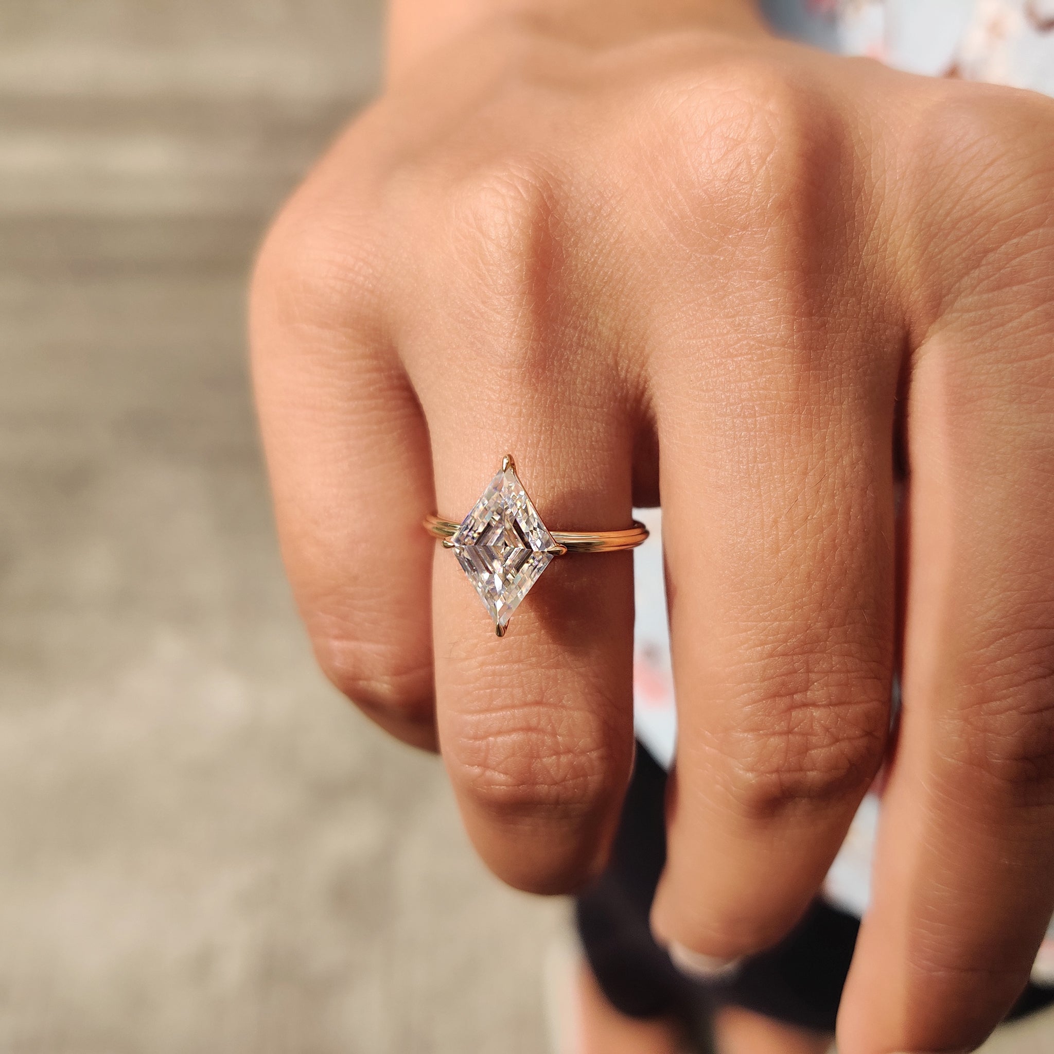 Lozenge Engagement Ring In Solitaire Style